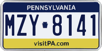 PA license plate MZY8141