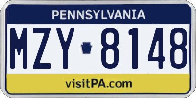 PA license plate MZY8148