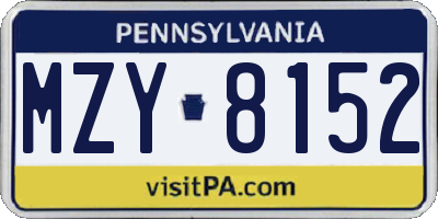 PA license plate MZY8152