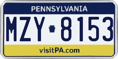 PA license plate MZY8153