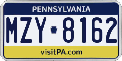 PA license plate MZY8162