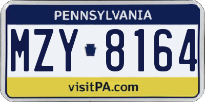 PA license plate MZY8164