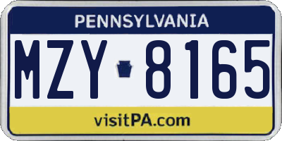 PA license plate MZY8165