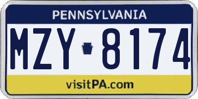 PA license plate MZY8174