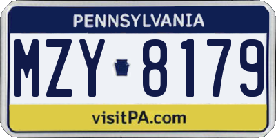 PA license plate MZY8179