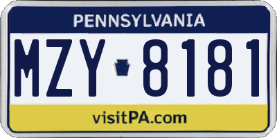 PA license plate MZY8181