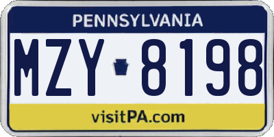 PA license plate MZY8198