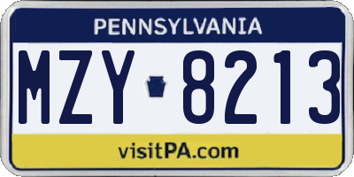 PA license plate MZY8213