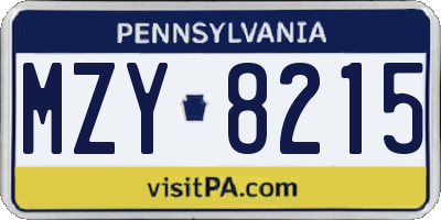 PA license plate MZY8215