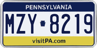PA license plate MZY8219