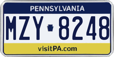 PA license plate MZY8248
