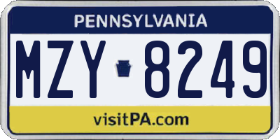 PA license plate MZY8249