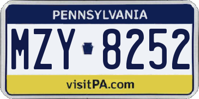 PA license plate MZY8252