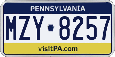 PA license plate MZY8257