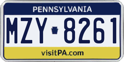 PA license plate MZY8261