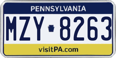 PA license plate MZY8263