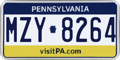 PA license plate MZY8264