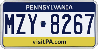 PA license plate MZY8267