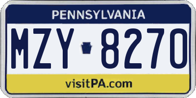 PA license plate MZY8270