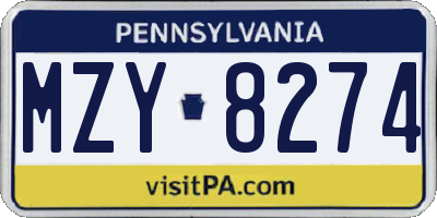 PA license plate MZY8274