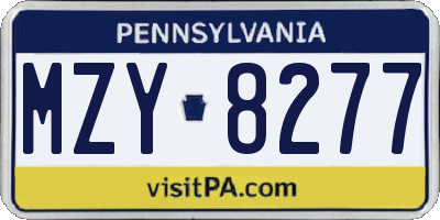 PA license plate MZY8277