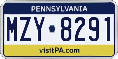 PA license plate MZY8291