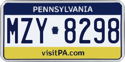 PA license plate MZY8298
