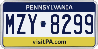 PA license plate MZY8299