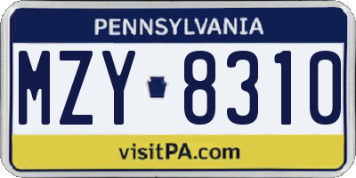 PA license plate MZY8310