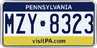PA license plate MZY8323