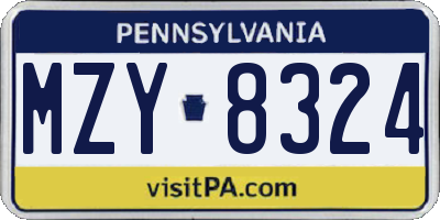 PA license plate MZY8324