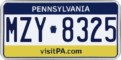 PA license plate MZY8325