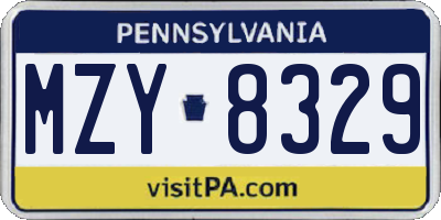 PA license plate MZY8329
