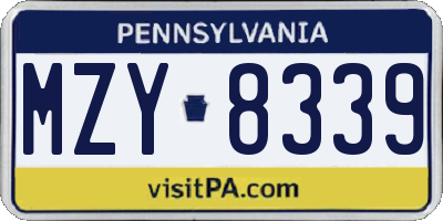 PA license plate MZY8339