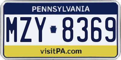 PA license plate MZY8369