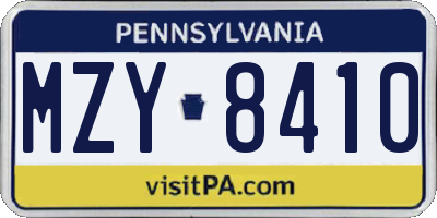 PA license plate MZY8410