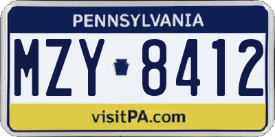 PA license plate MZY8412