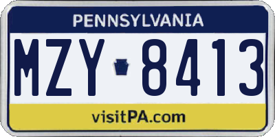 PA license plate MZY8413