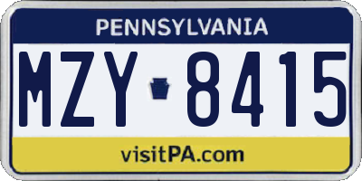 PA license plate MZY8415