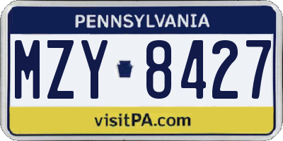 PA license plate MZY8427
