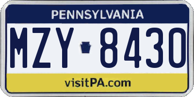 PA license plate MZY8430