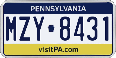 PA license plate MZY8431