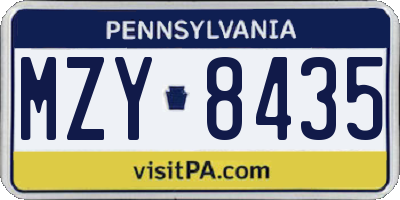 PA license plate MZY8435
