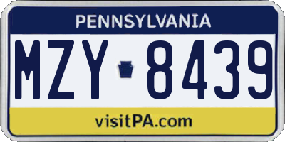 PA license plate MZY8439
