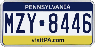 PA license plate MZY8446