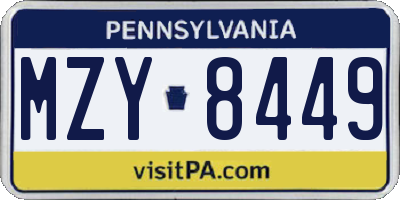 PA license plate MZY8449