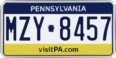 PA license plate MZY8457