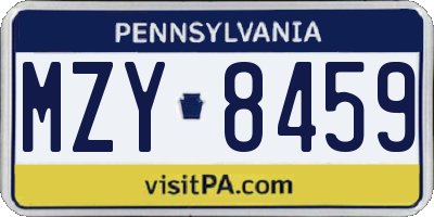 PA license plate MZY8459
