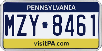PA license plate MZY8461