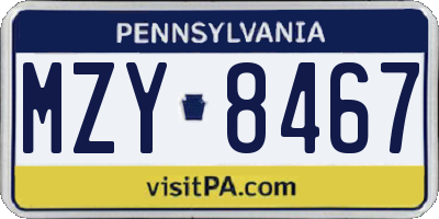 PA license plate MZY8467